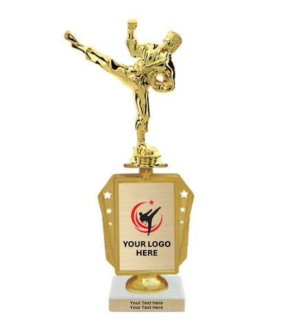 Taekwondo High Kick Taekwondo Trophy with WHITE MARBLE BASE