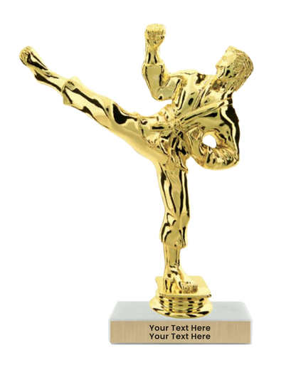Taekwondo High Kick Taekwondo Trophy with WHITE MARBLE BASE