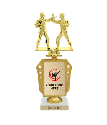 Taekwondo High Kick Taekwondo Trophy with WHITE MARBLE BASE