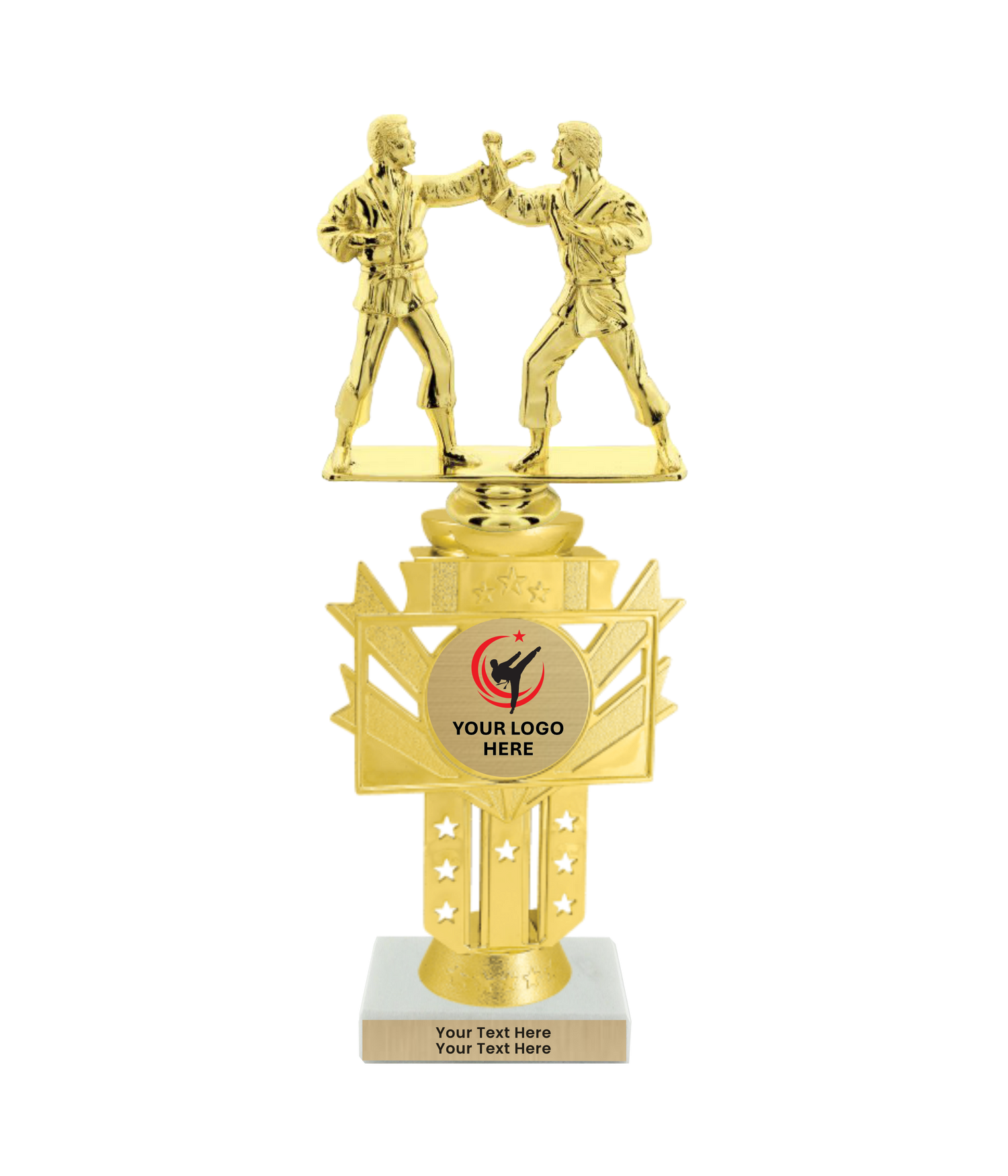 Taekwondo High Kick Taekwondo Trophy with WHITE MARBLE BASE