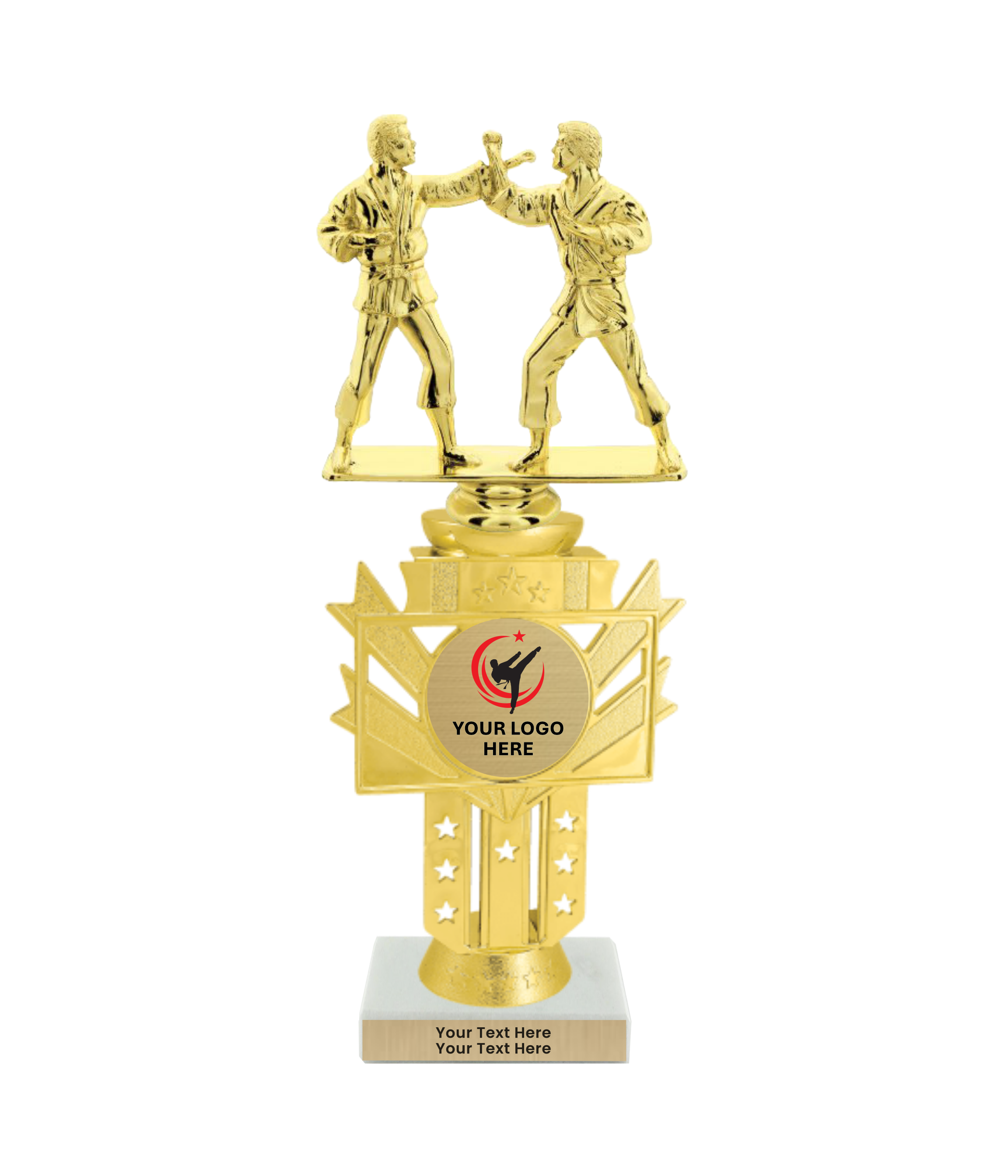 Taekwondo High Kick Taekwondo Trophy with WHITE MARBLE BASE