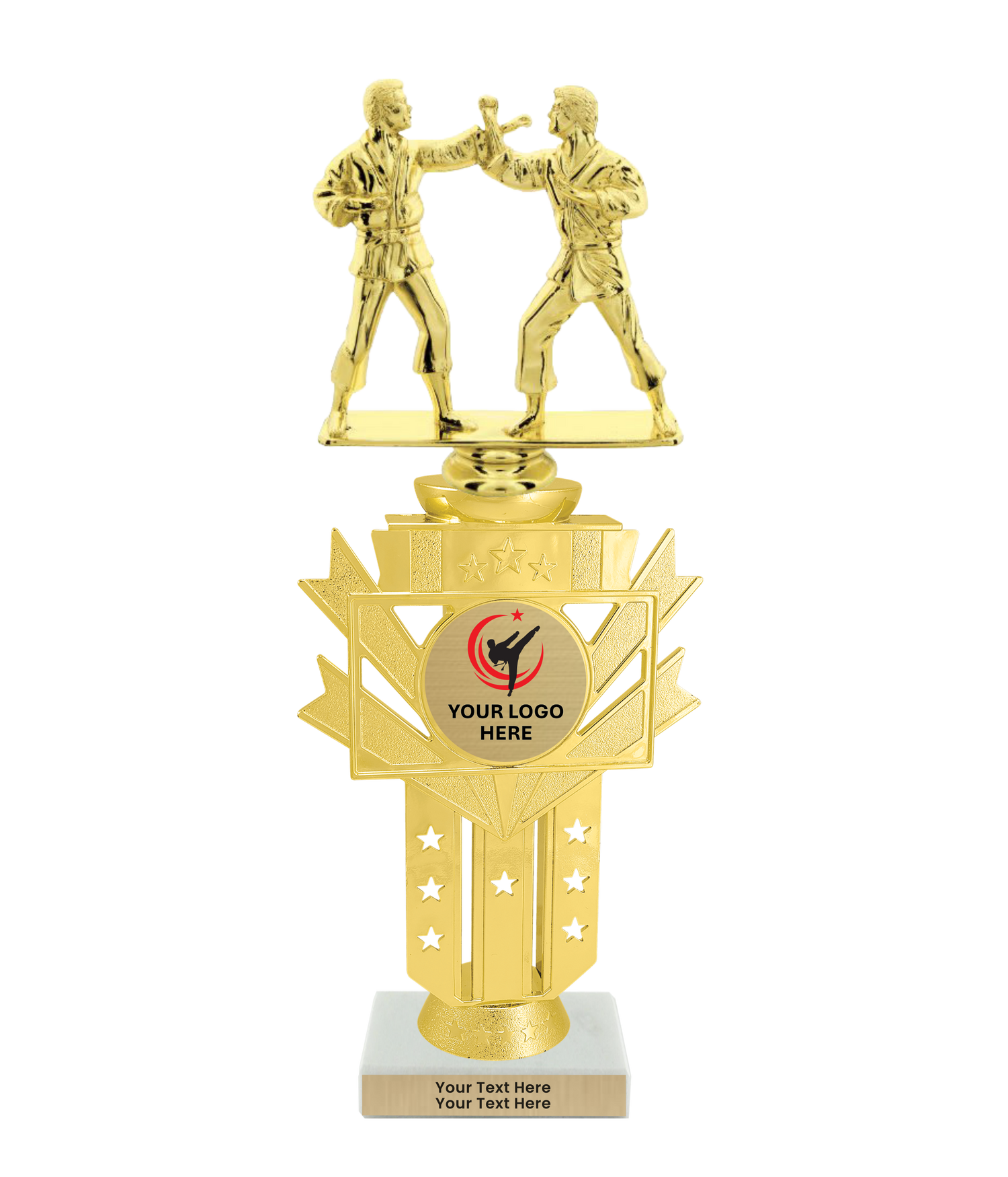 Taekwondo High Kick Taekwondo Trophy with WHITE MARBLE BASE