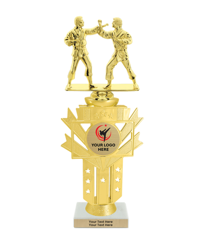 Taekwondo High Kick Taekwondo Trophy with WHITE MARBLE BASE