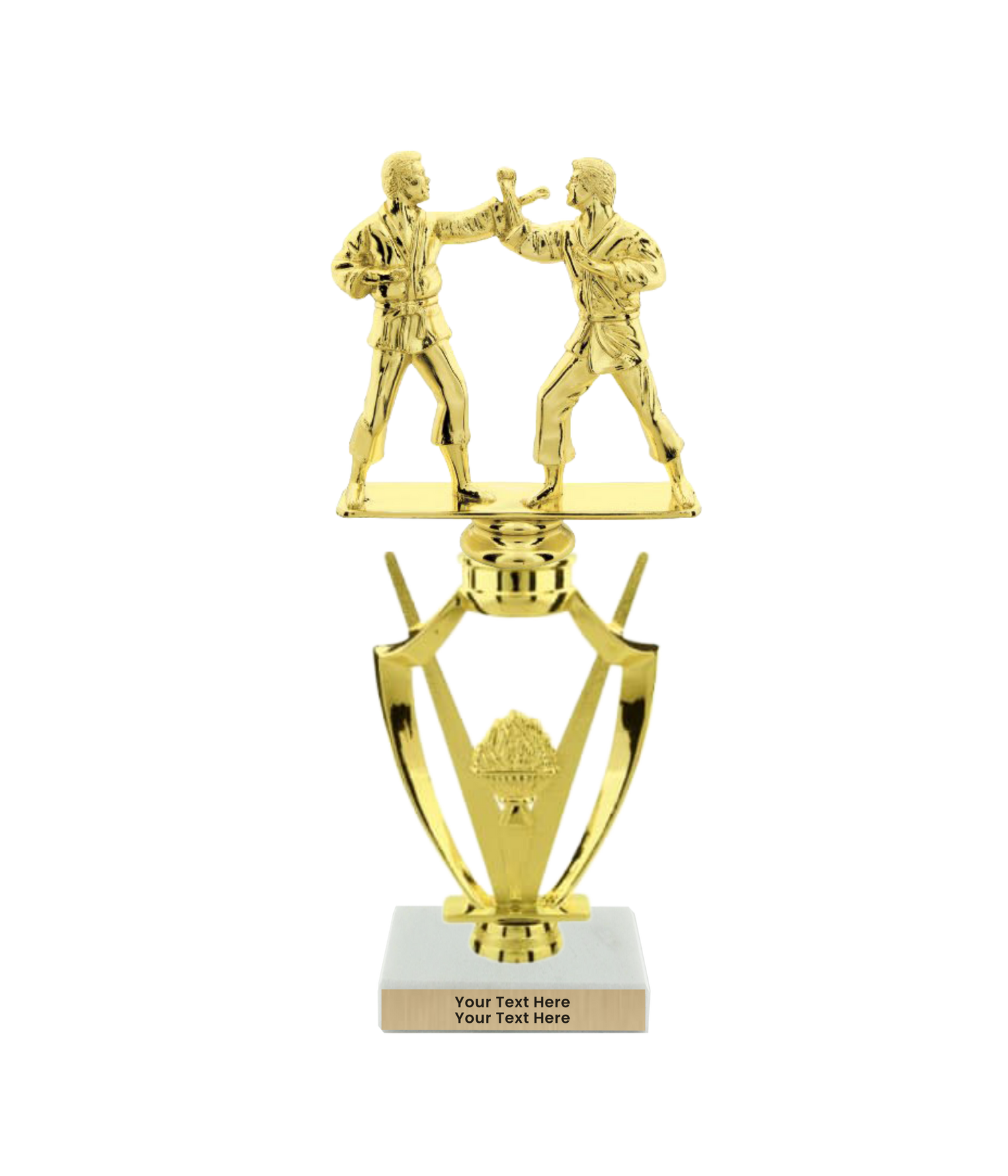 Taekwondo High Kick Taekwondo Trophy with WHITE MARBLE BASE