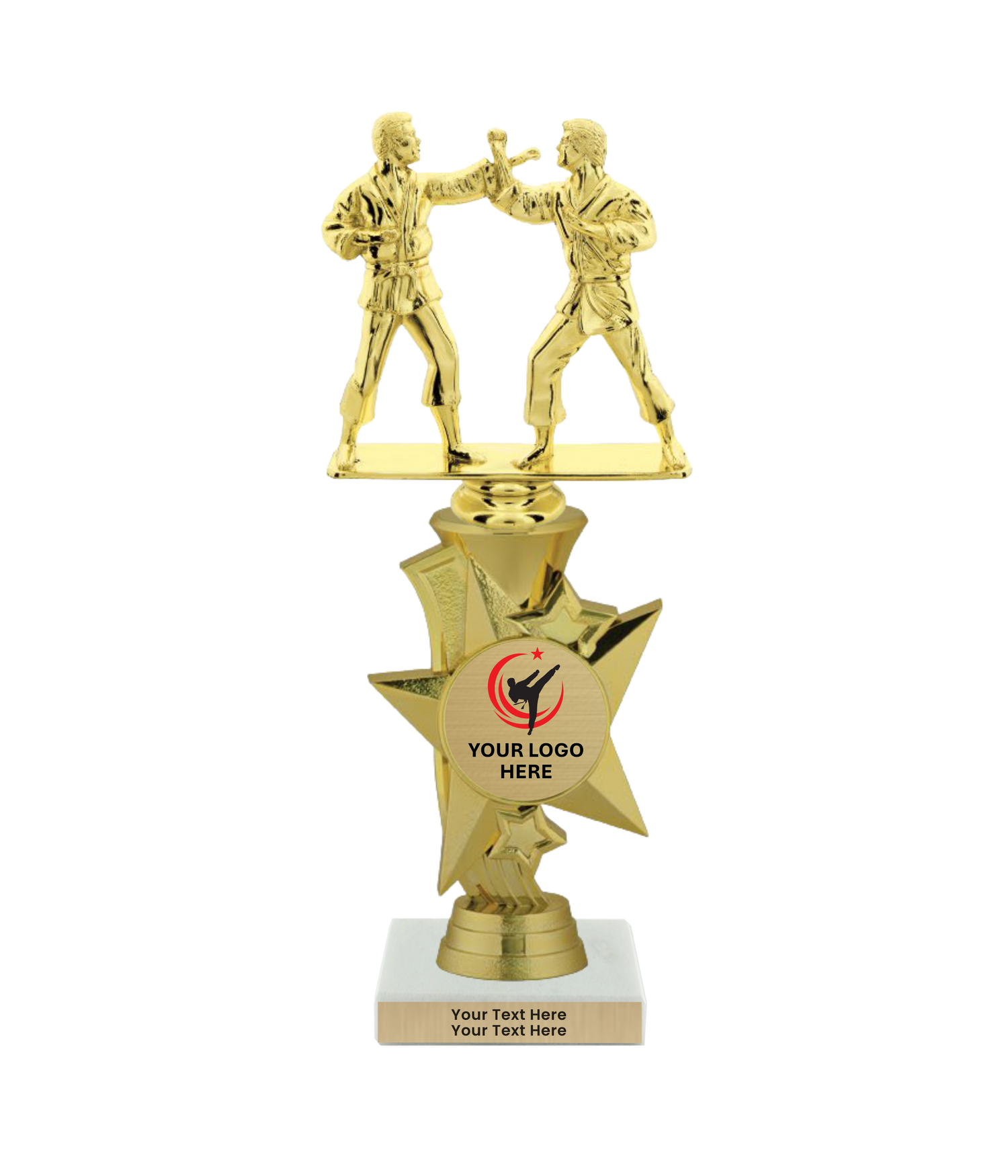 Taekwondo High Kick Taekwondo Trophy with WHITE MARBLE BASE