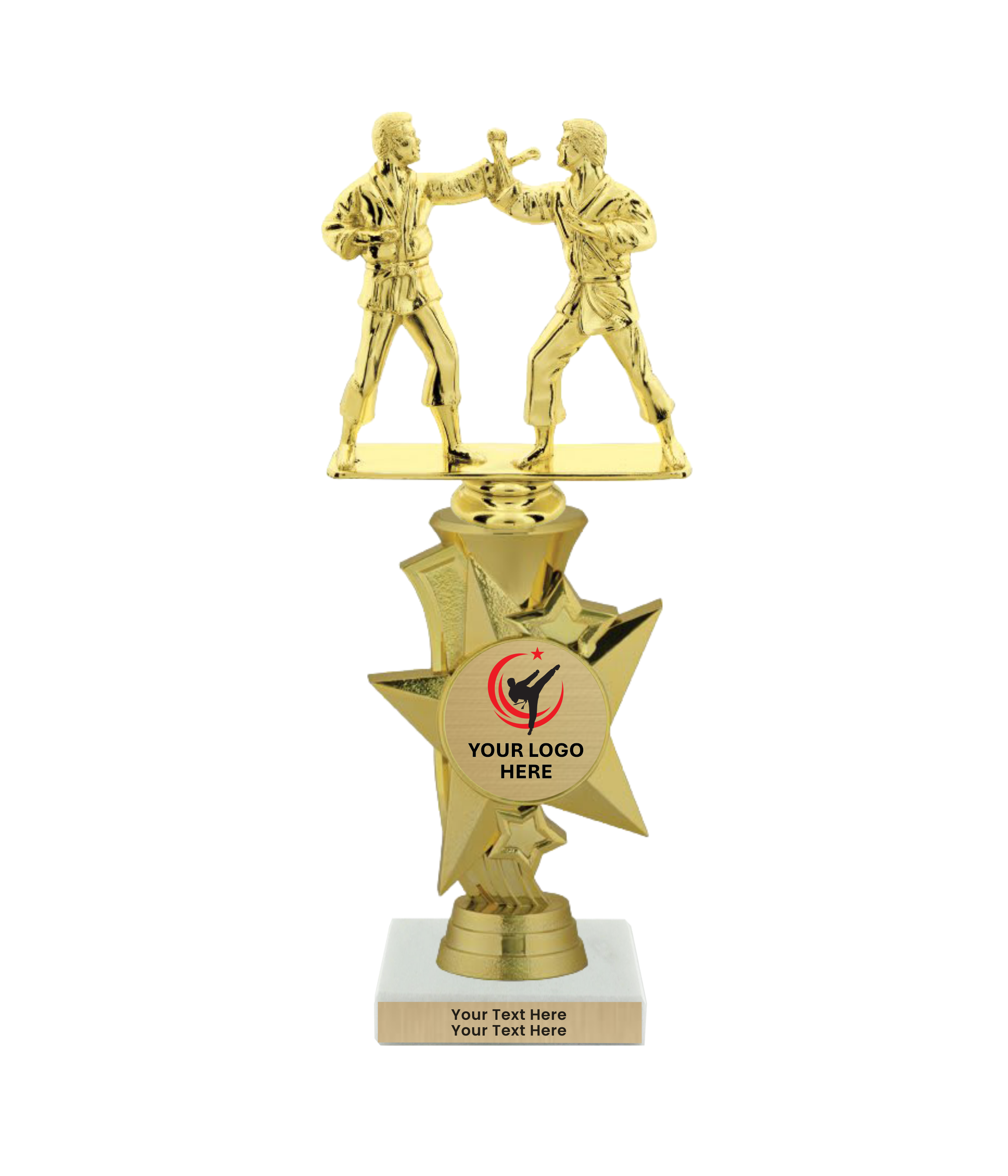 Taekwondo High Kick Taekwondo Trophy with WHITE MARBLE BASE