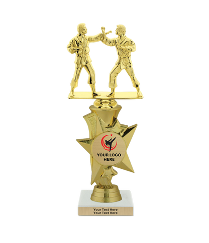 Taekwondo High Kick Taekwondo Trophy with WHITE MARBLE BASE