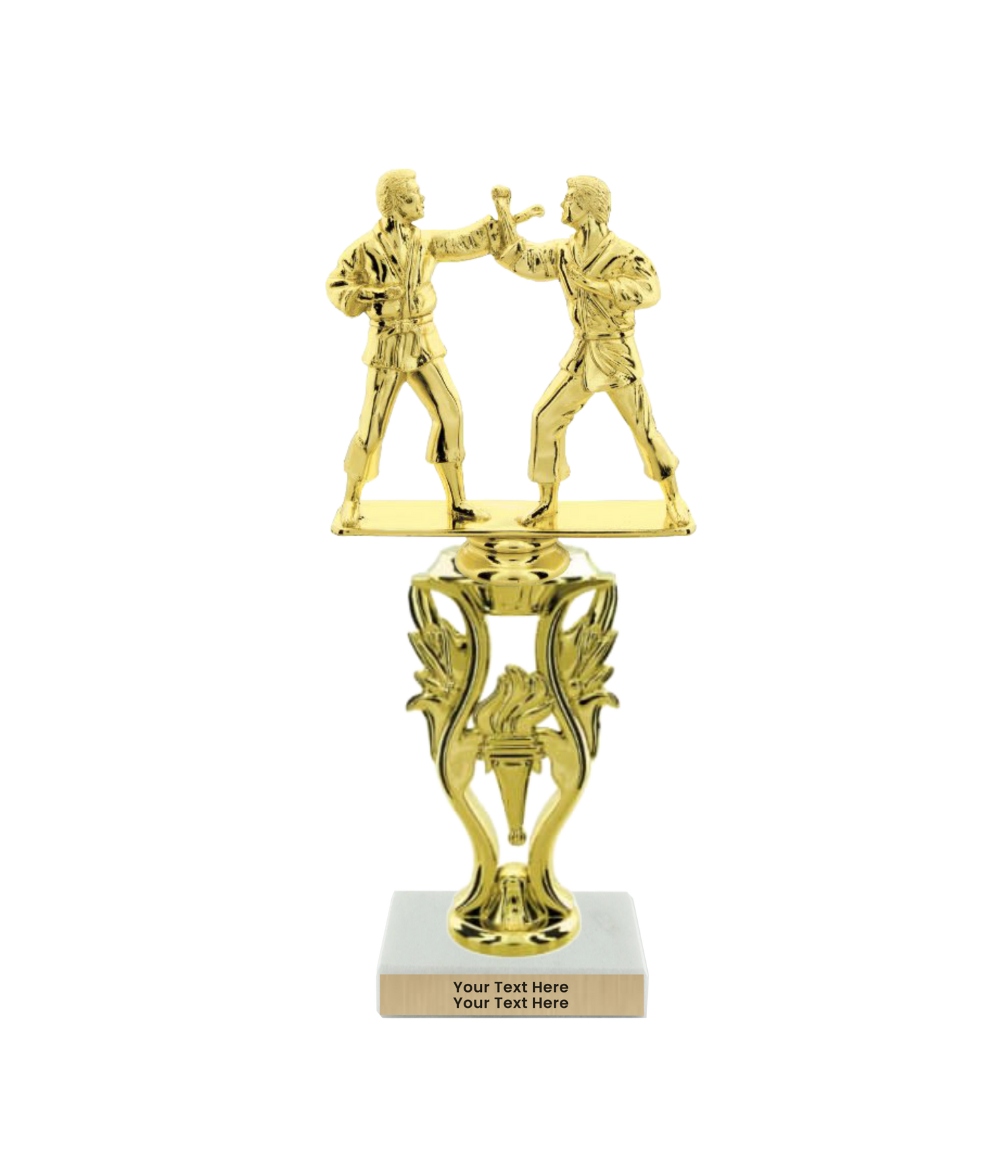 Taekwondo High Kick Taekwondo Trophy with WHITE MARBLE BASE