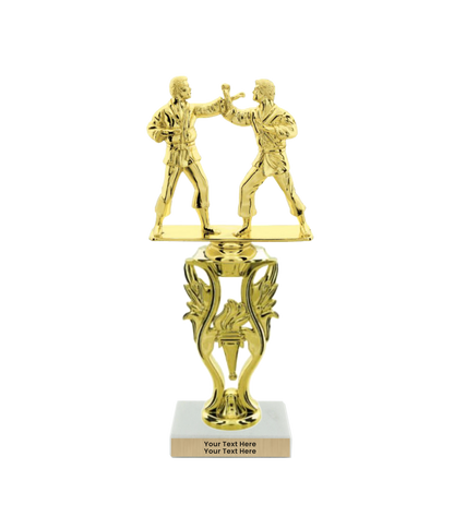 Taekwondo High Kick Taekwondo Trophy with WHITE MARBLE BASE