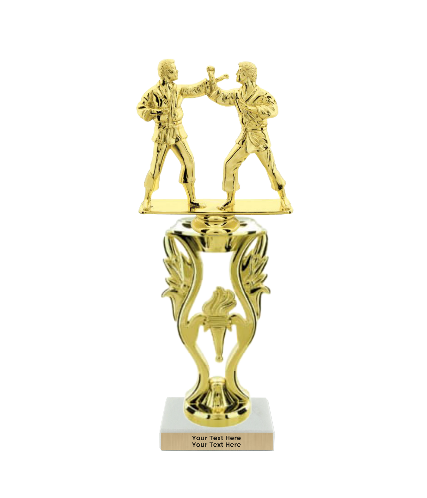 Taekwondo High Kick Taekwondo Trophy with WHITE MARBLE BASE