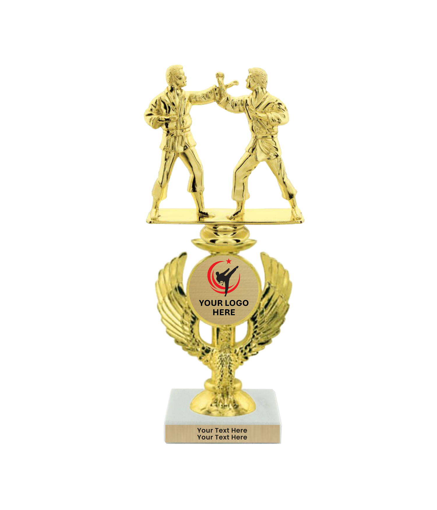 Taekwondo High Kick Taekwondo Trophy with WHITE MARBLE BASE