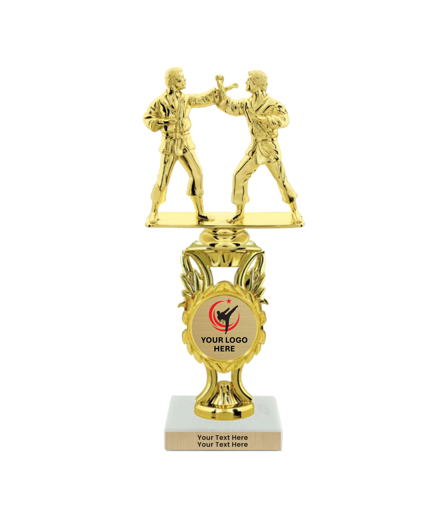 Taekwondo High Kick Taekwondo Trophy with WHITE MARBLE BASE