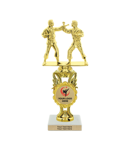 Taekwondo High Kick Taekwondo Trophy with WHITE MARBLE BASE