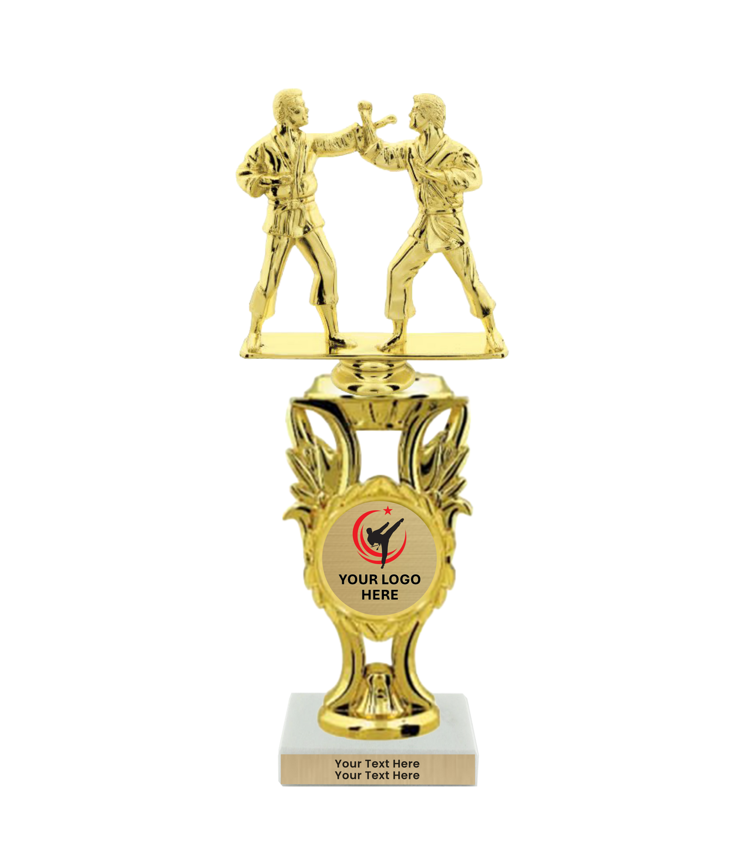 Taekwondo High Kick Taekwondo Trophy with WHITE MARBLE BASE
