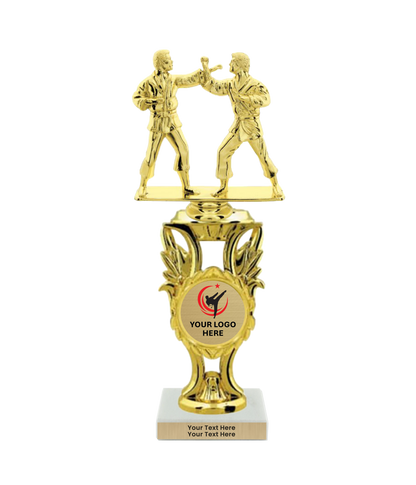 Taekwondo High Kick Taekwondo Trophy with WHITE MARBLE BASE