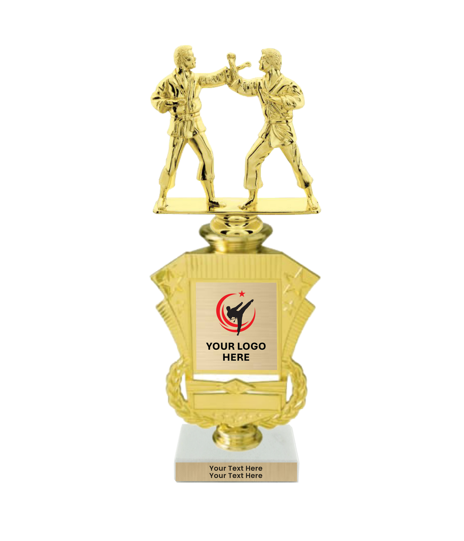 Taekwondo High Kick Taekwondo Trophy with WHITE MARBLE BASE
