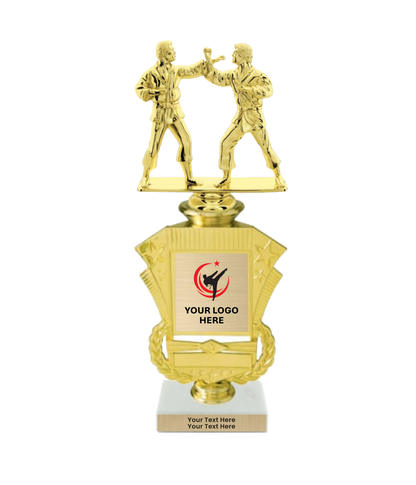 Taekwondo High Kick Taekwondo Trophy with WHITE MARBLE BASE