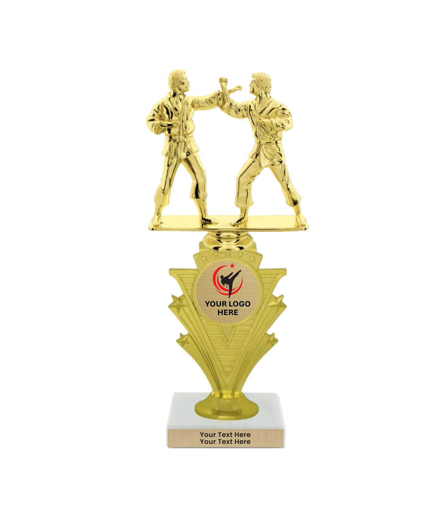Taekwondo High Kick Taekwondo Trophy with WHITE MARBLE BASE