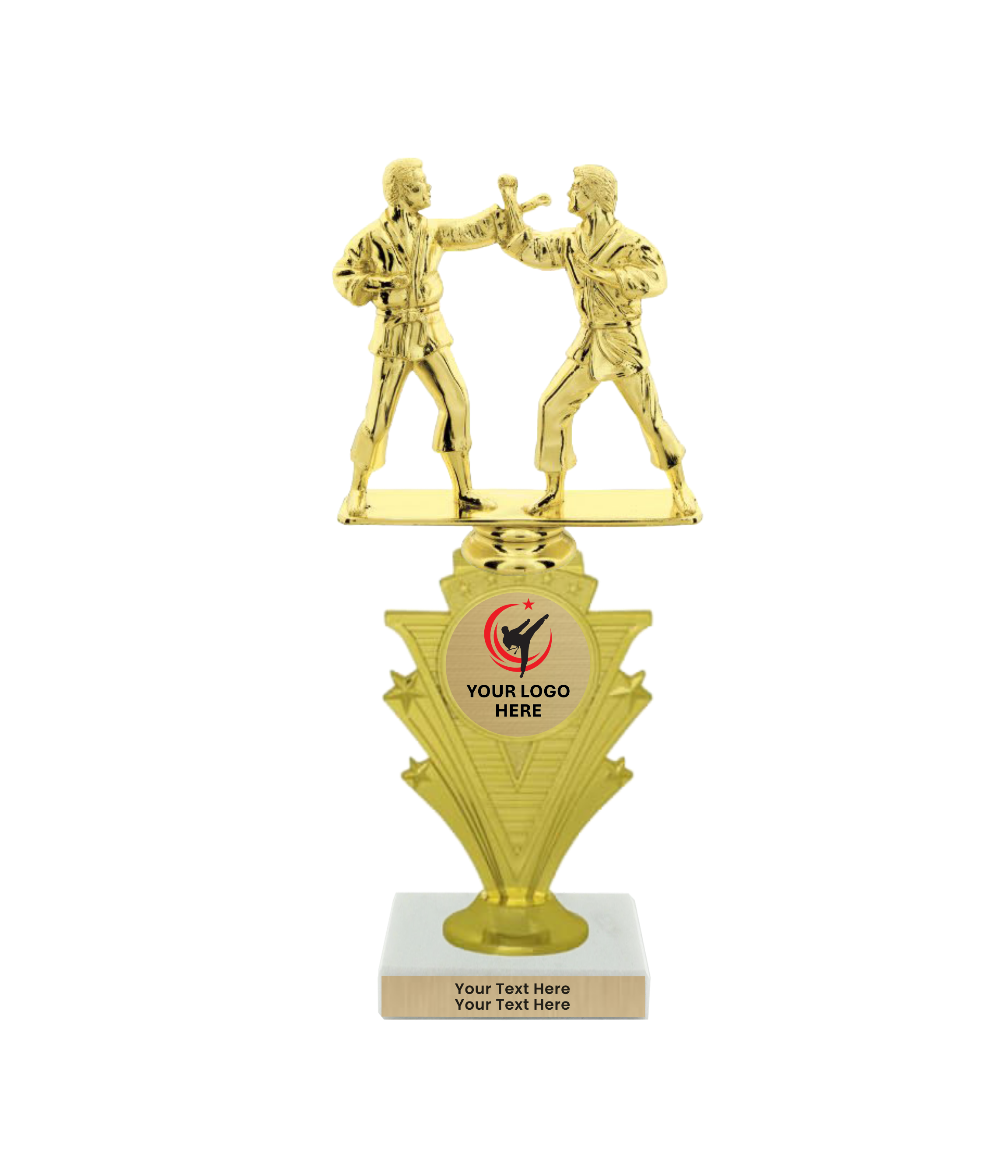 Taekwondo High Kick Taekwondo Trophy with WHITE MARBLE BASE