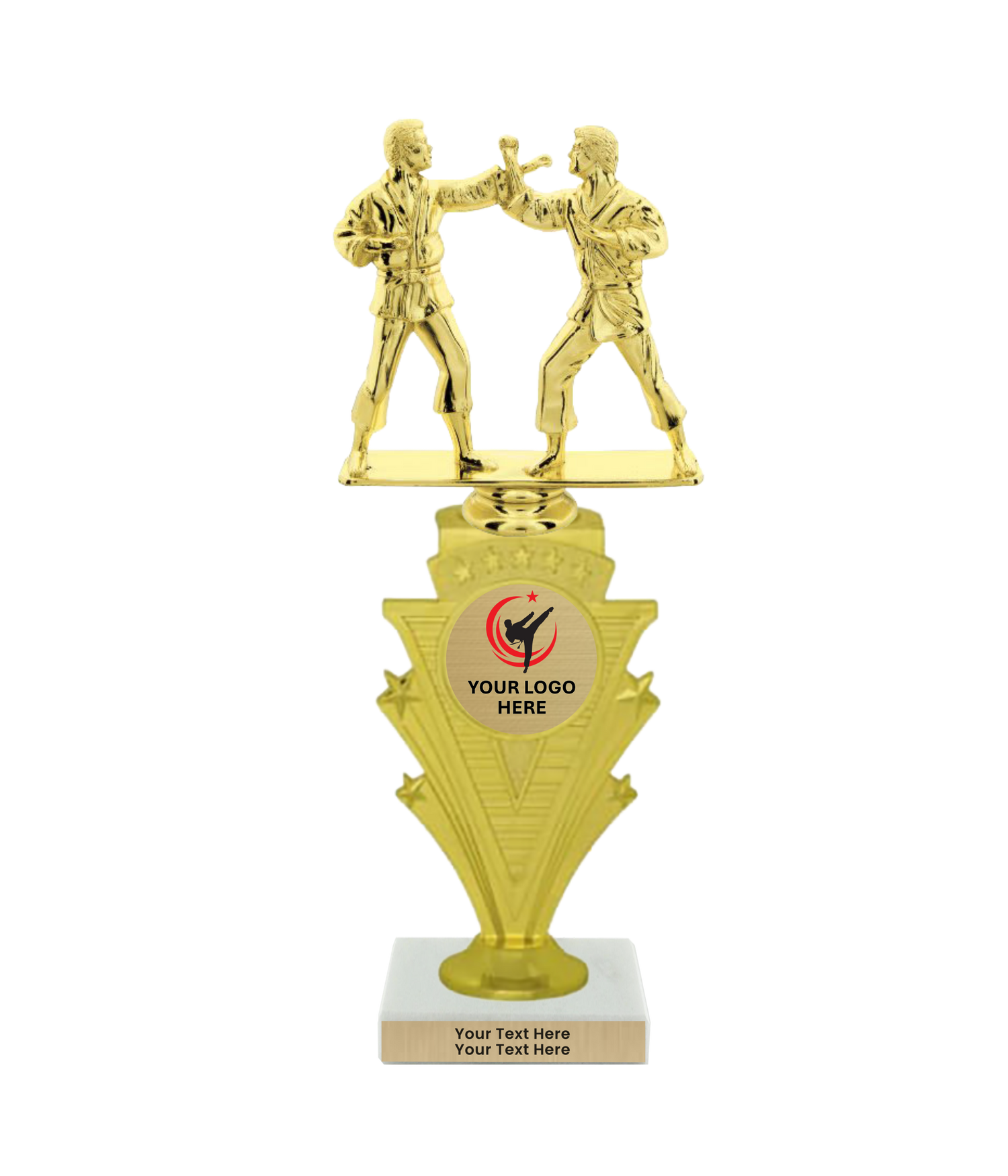 Taekwondo High Kick Taekwondo Trophy with WHITE MARBLE BASE