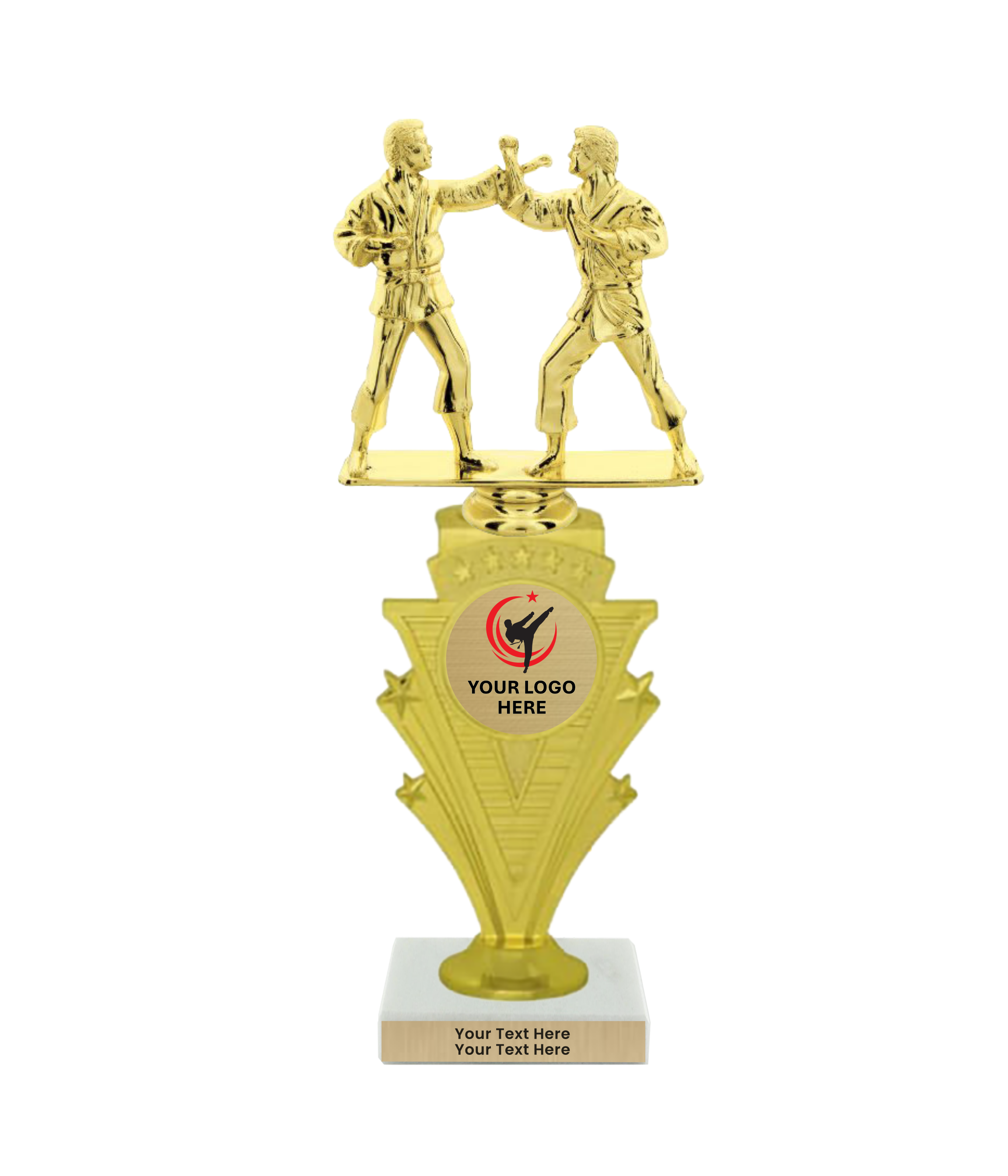 Taekwondo High Kick Taekwondo Trophy with WHITE MARBLE BASE