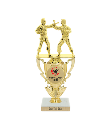 Taekwondo High Kick Taekwondo Trophy with WHITE MARBLE BASE