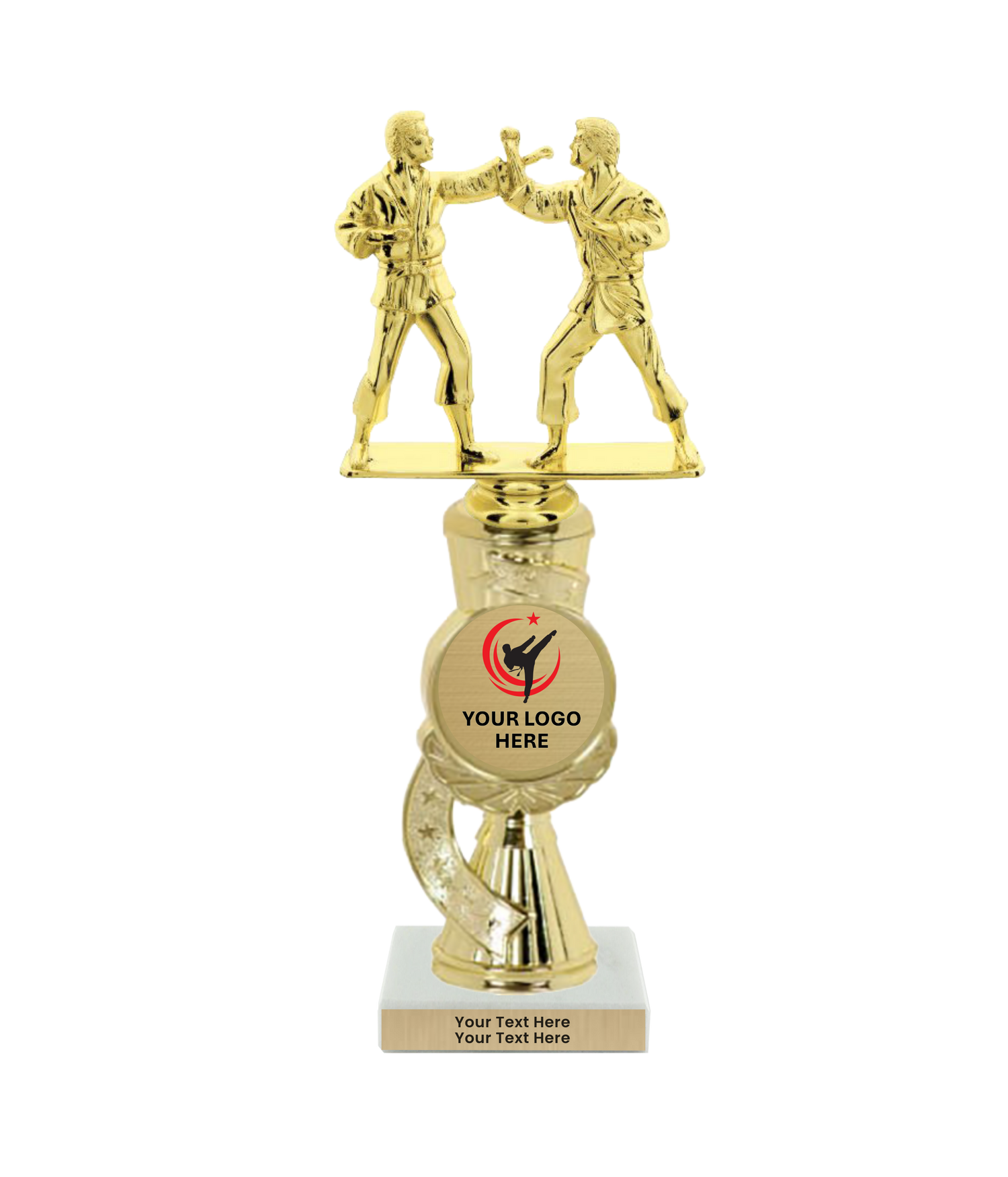Taekwondo High Kick Taekwondo Trophy with WHITE MARBLE BASE
