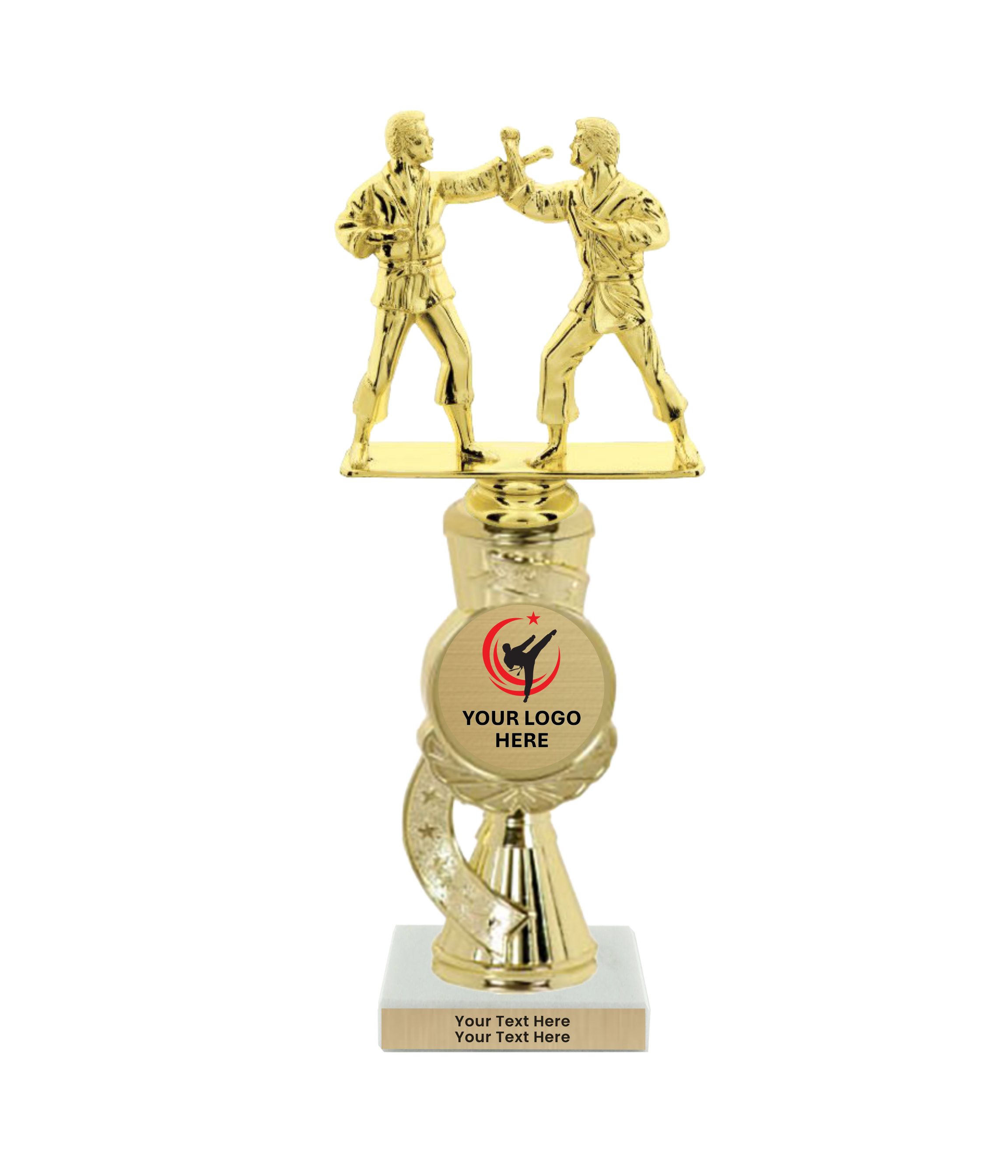 Taekwondo High Kick Taekwondo Trophy with WHITE MARBLE BASE