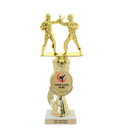 Taekwondo High Kick Taekwondo Trophy with WHITE MARBLE BASE