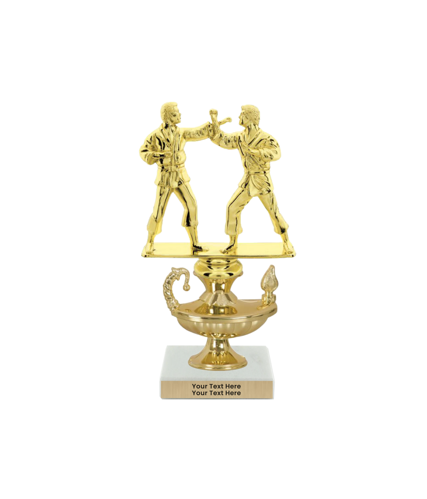 Taekwondo High Kick Taekwondo Trophy with WHITE MARBLE BASE