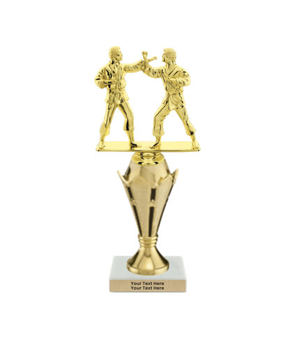 Taekwondo High Kick Taekwondo Trophy with WHITE MARBLE BASE