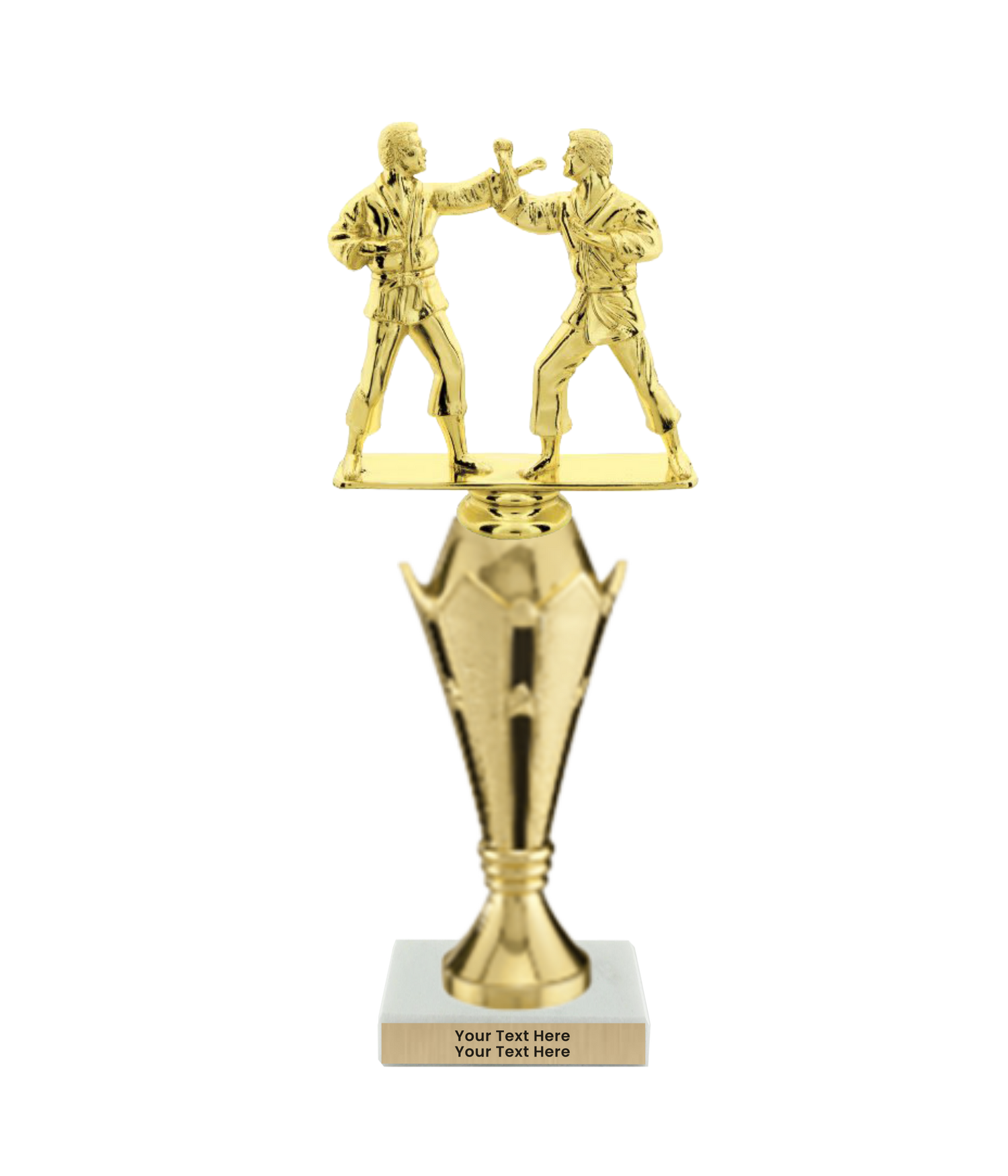 Taekwondo High Kick Taekwondo Trophy with WHITE MARBLE BASE