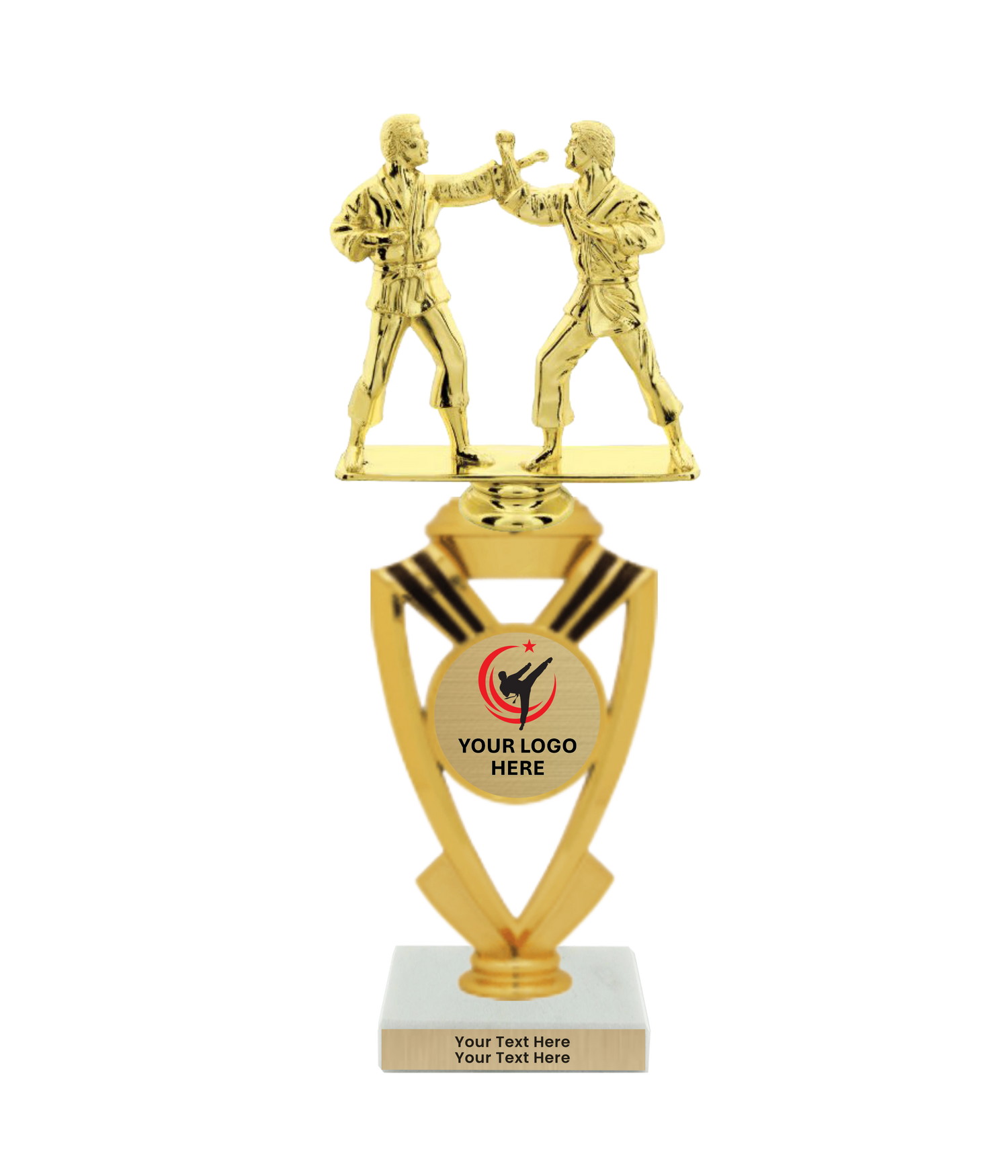 Taekwondo High Kick Taekwondo Trophy with WHITE MARBLE BASE