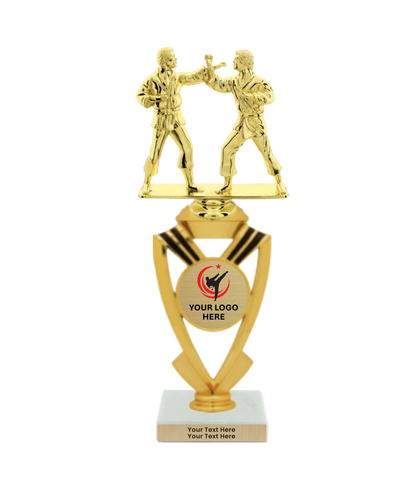 Taekwondo High Kick Taekwondo Trophy with WHITE MARBLE BASE