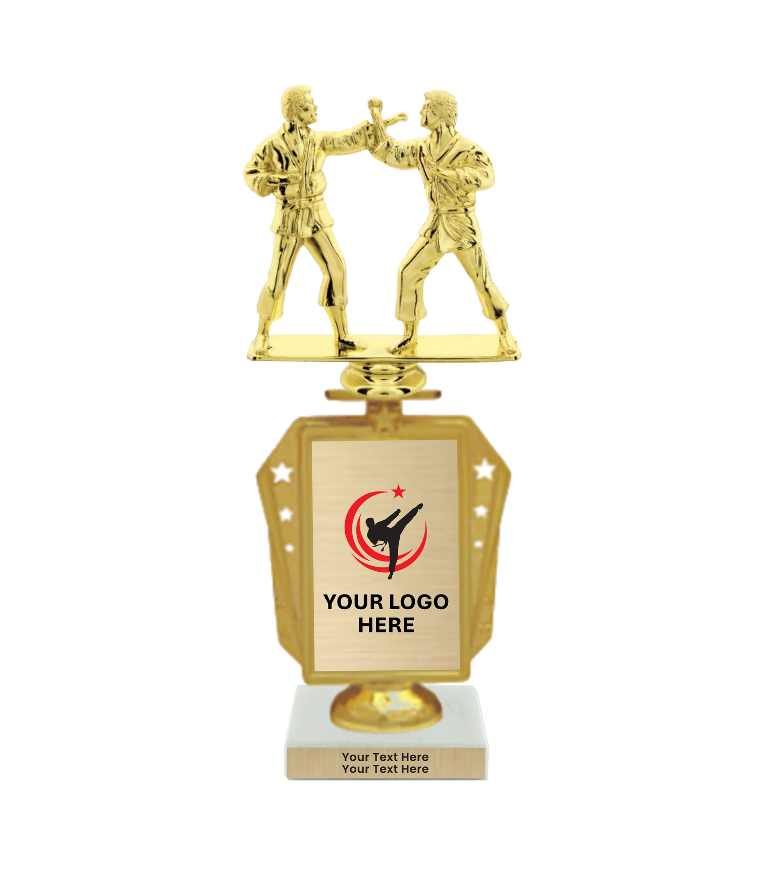 Taekwondo High Kick Taekwondo Trophy with WHITE MARBLE BASE