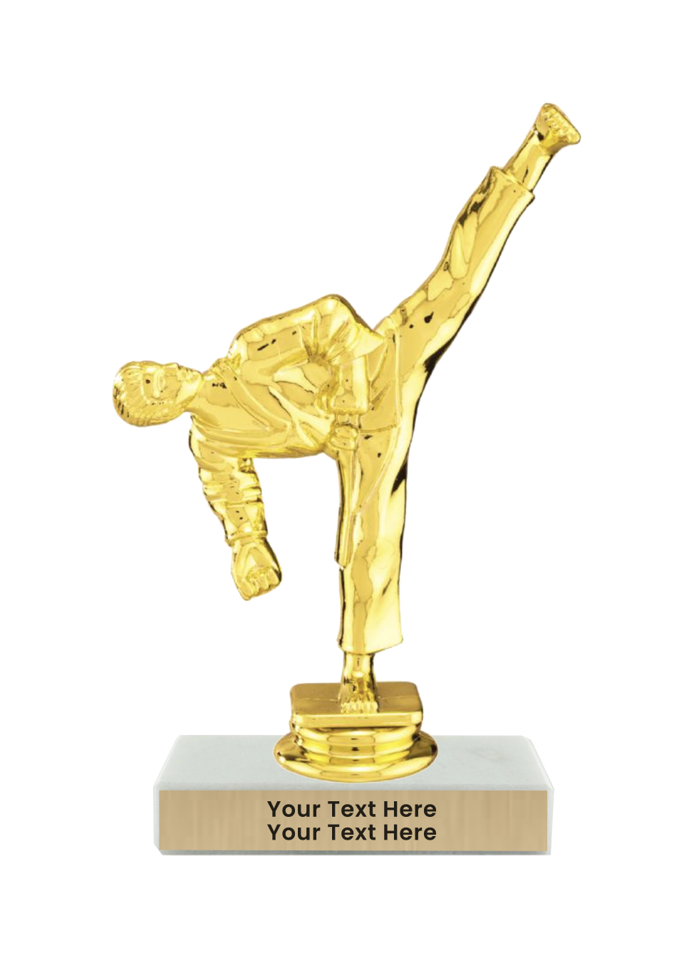 Taekwondo High Kick Taekwondo Trophy with WHITE MARBLE BASE