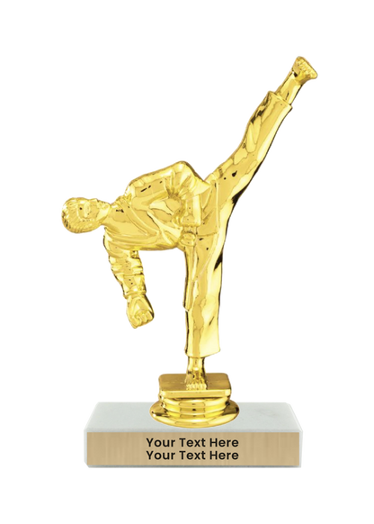 Taekwondo High Kick Taekwondo Trophy with WHITE MARBLE BASE