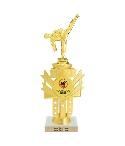 Taekwondo High Kick Taekwondo Trophy with WHITE MARBLE BASE