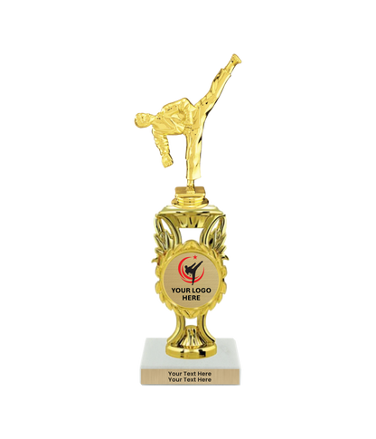 Taekwondo High Kick Taekwondo Trophy with WHITE MARBLE BASE
