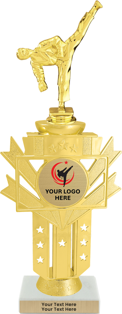 Taekwondo High Kick Taekwondo Trophy with WHITE MARBLE BASE