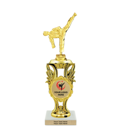 Taekwondo High Kick Taekwondo Trophy with WHITE MARBLE BASE