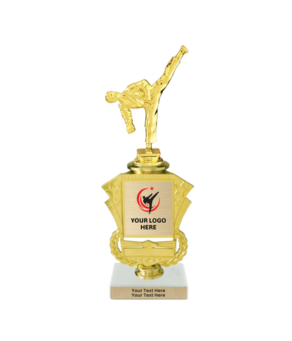 Taekwondo High Kick Taekwondo Trophy with WHITE MARBLE BASE