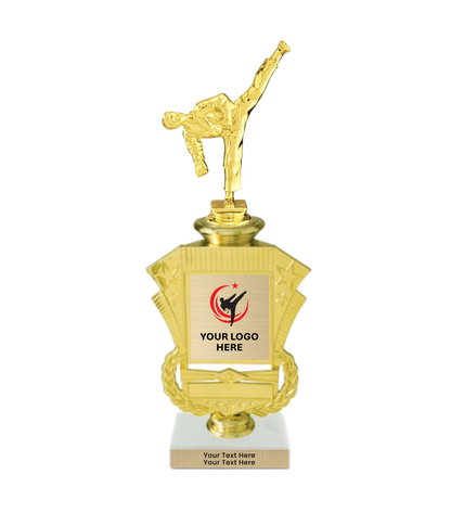 Taekwondo High Kick Taekwondo Trophy with WHITE MARBLE BASE