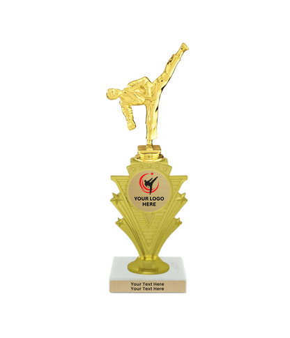 Taekwondo High Kick Taekwondo Trophy with WHITE MARBLE BASE