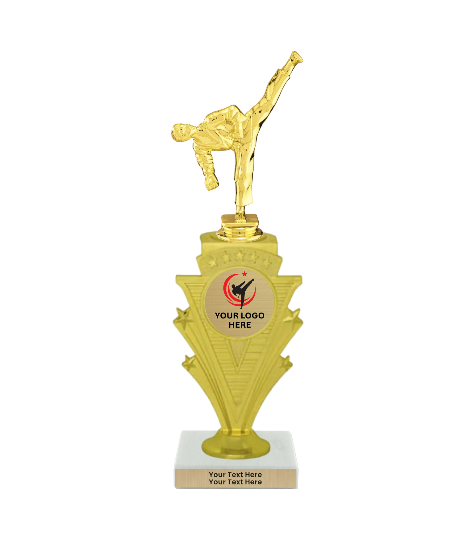 Taekwondo High Kick Taekwondo Trophy with WHITE MARBLE BASE