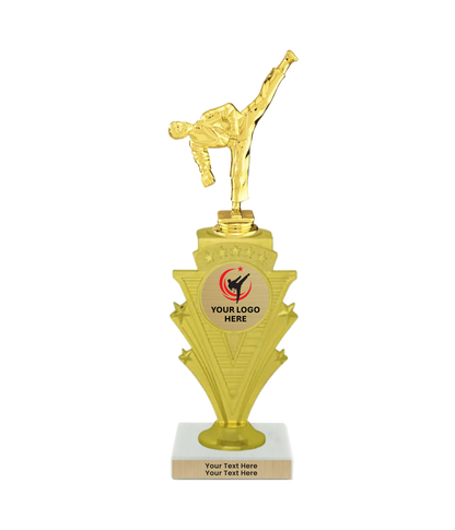 Taekwondo High Kick Taekwondo Trophy with WHITE MARBLE BASE
