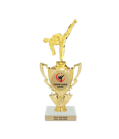 Taekwondo High Kick Taekwondo Trophy with WHITE MARBLE BASE