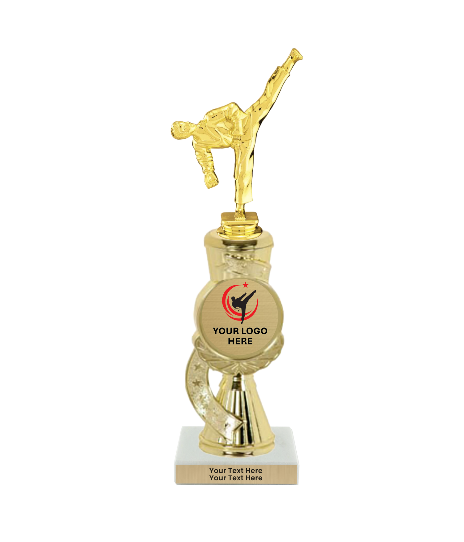 Taekwondo High Kick Taekwondo Trophy with WHITE MARBLE BASE
