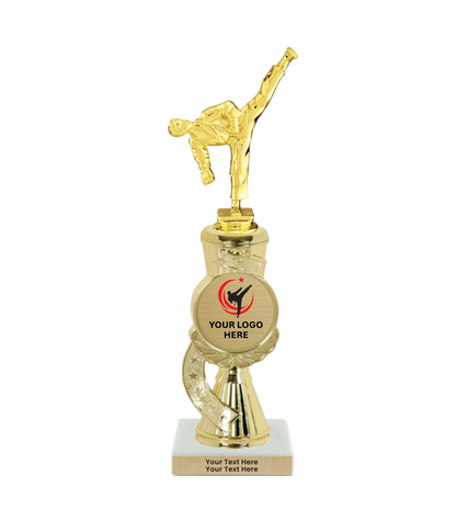 Taekwondo High Kick Taekwondo Trophy with WHITE MARBLE BASE