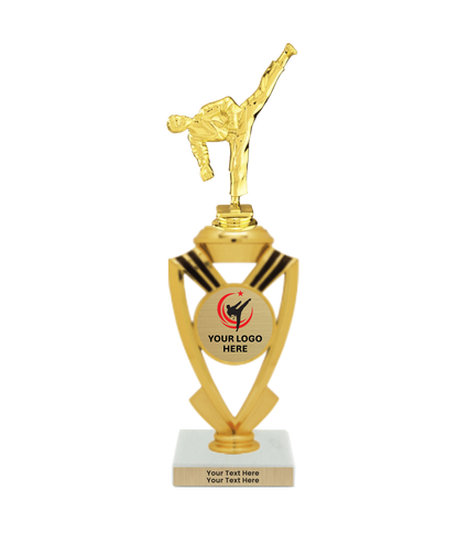 Taekwondo High Kick Taekwondo Trophy with WHITE MARBLE BASE